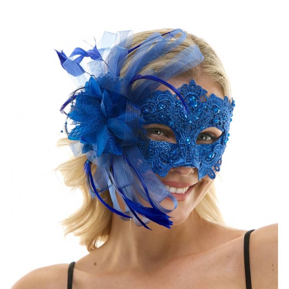 Fascinator Mask With Lace, Gemstones and Glitter