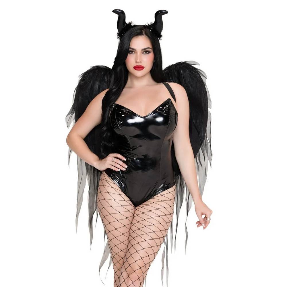 Dark Enchantress Chiffon Wings & Horn Headband
