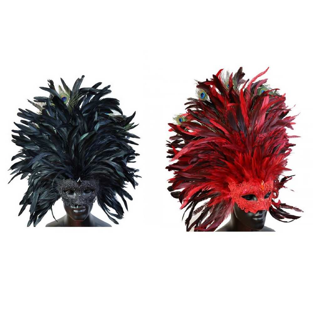 Masquerade venetian Mask with Feathers