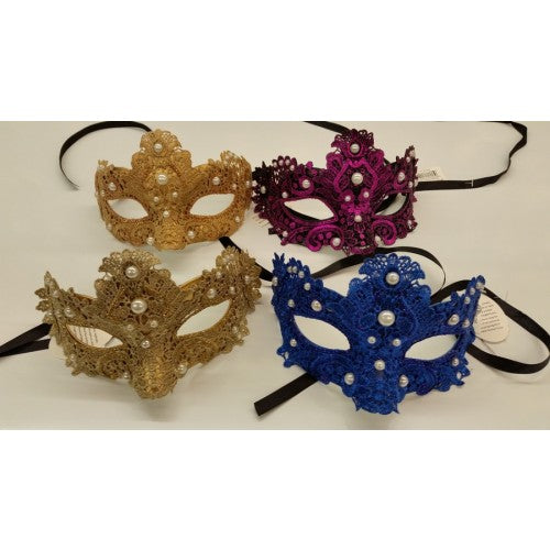 Venetian lace mask with pearls m3205_c