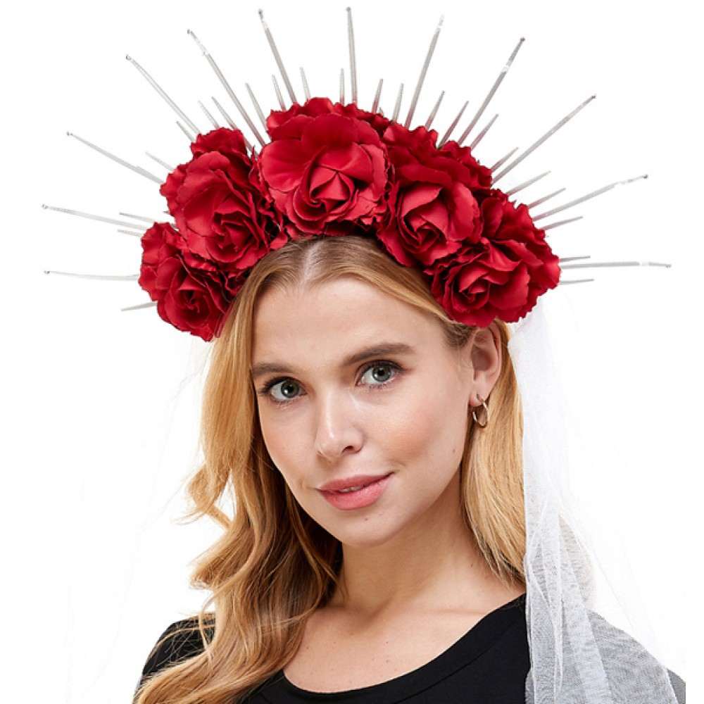Headband silk Flowers with veil