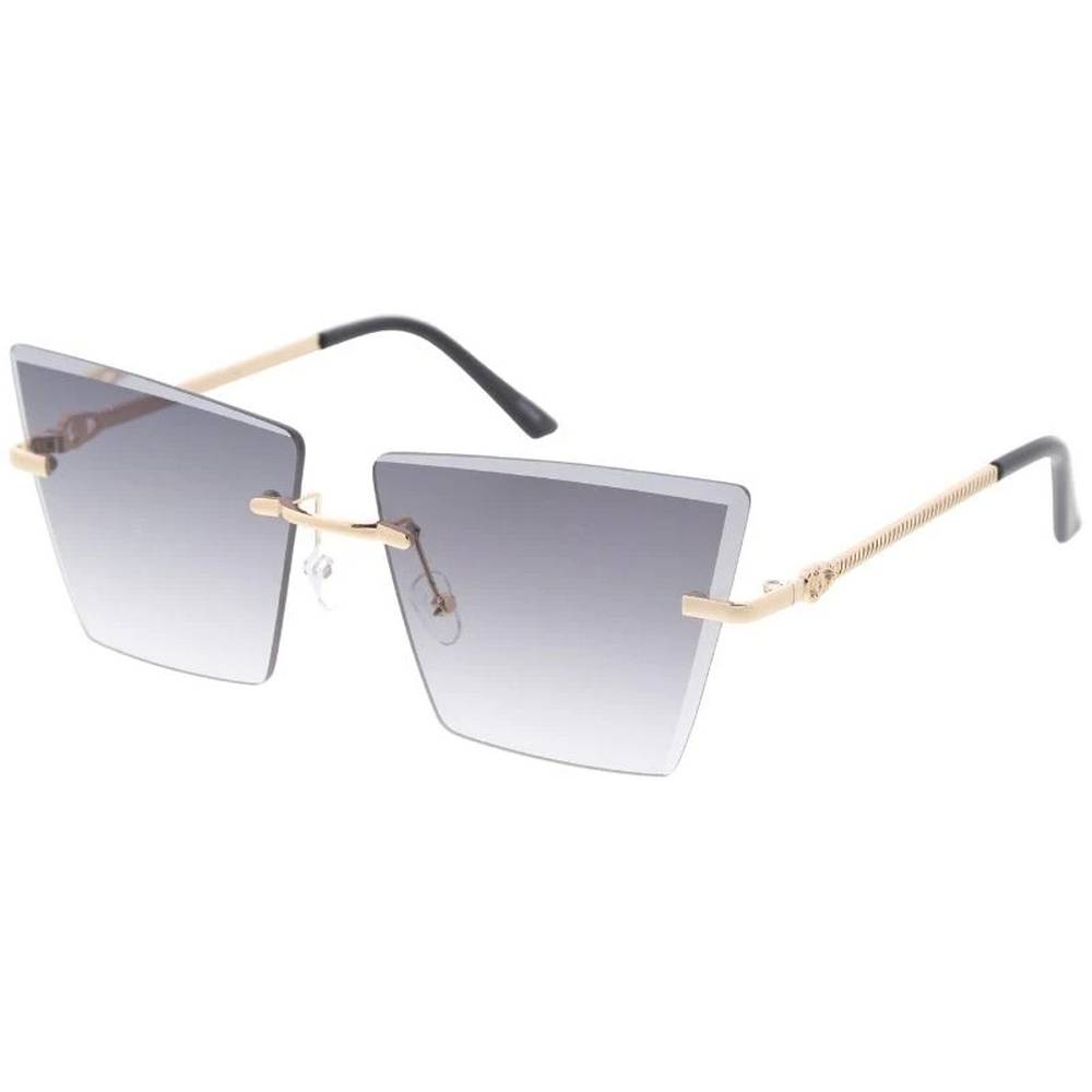 Metal Large Square Rimless Diamond Cut Lens- Assorted