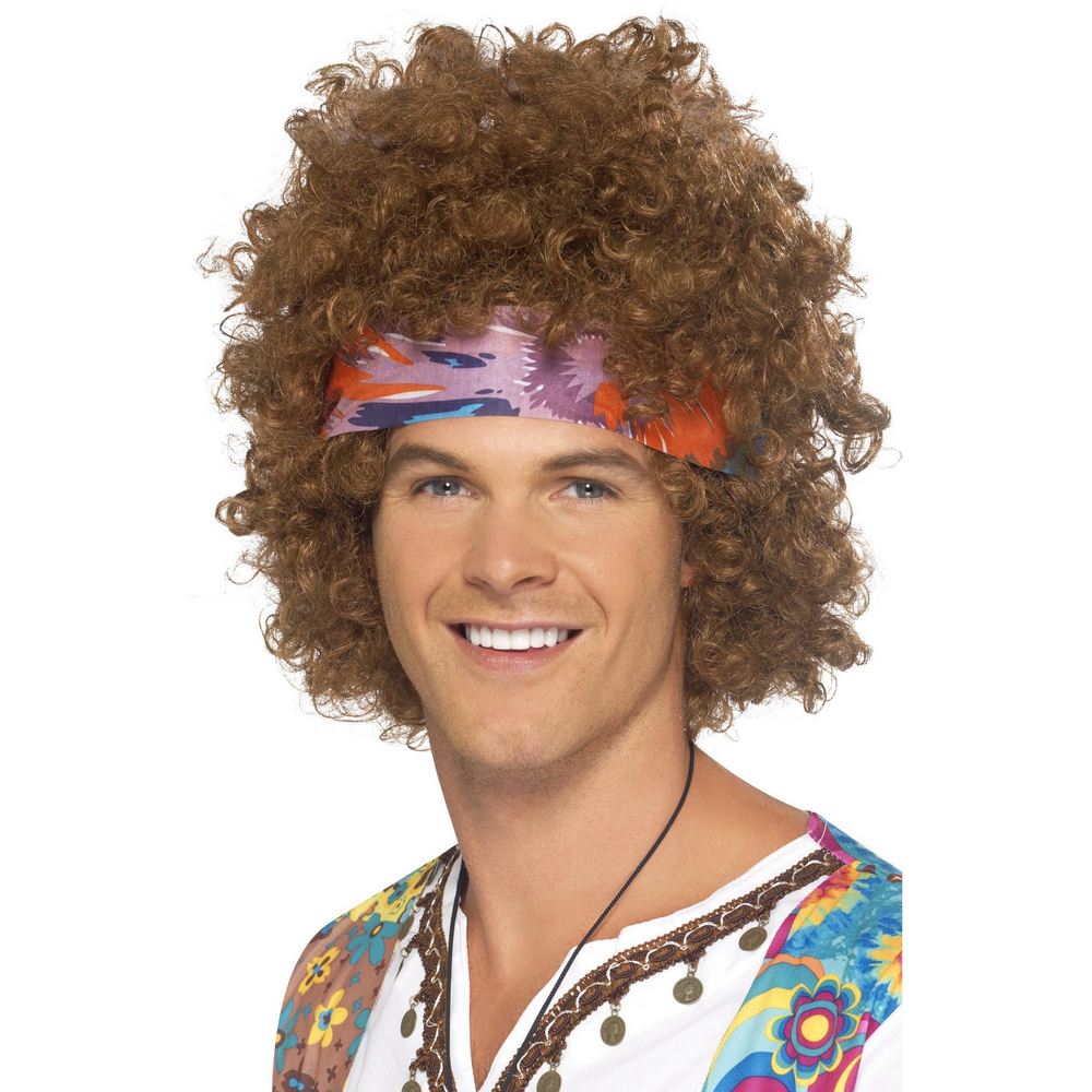 Hippie AFRO wig with Headscarf - brown