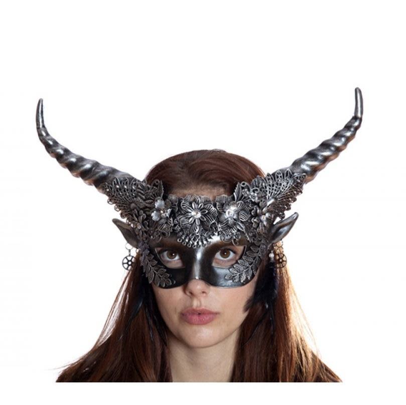 Horned faun floral half Mask