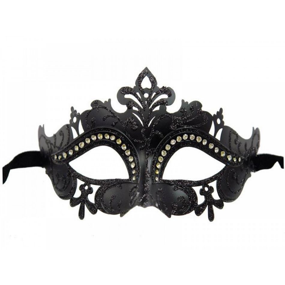 Venetian mask with crystals around eyes M7105Bk.JPG