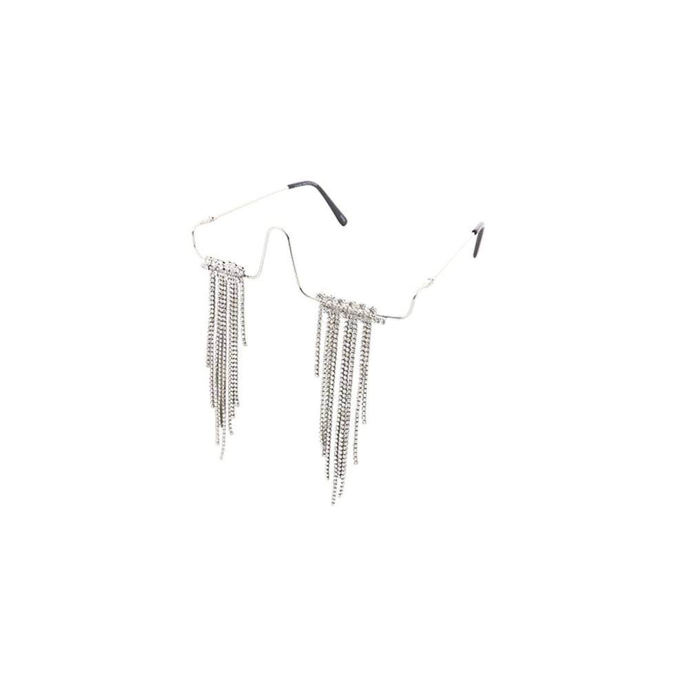 Metal Lensless Frame with dangling Accents glasses - Assorted