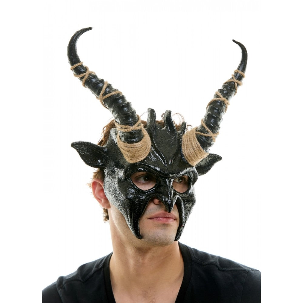 Demonic Mask with Horns - Black