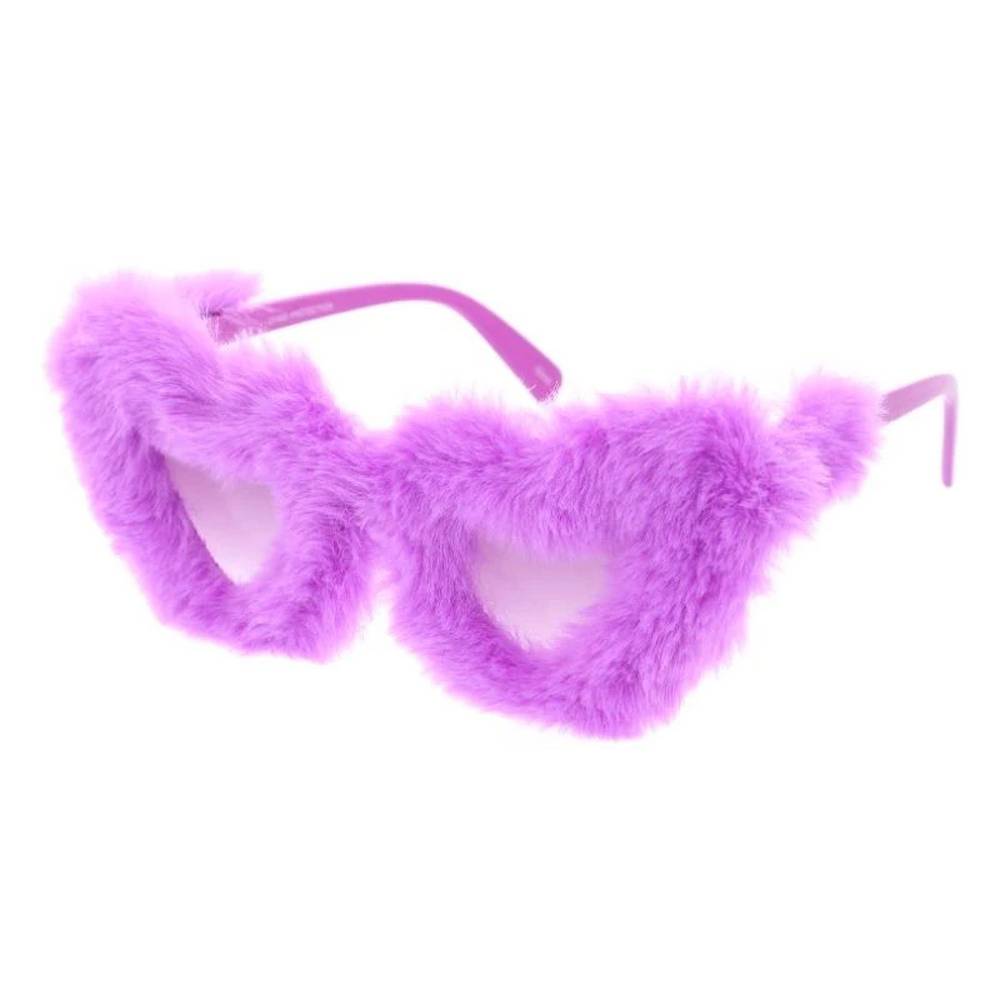 Plastic Large Heart Frame with Fur Trim Women glasses- Assorted