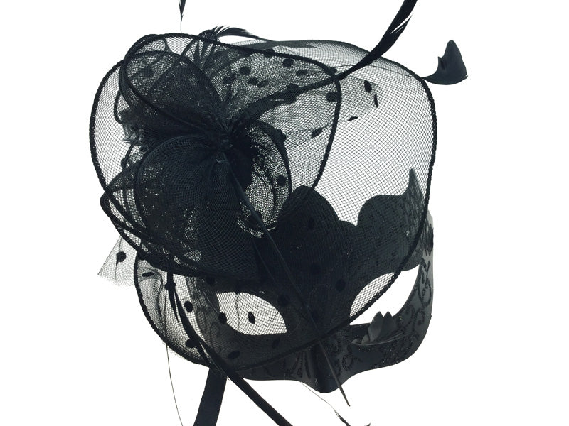 Masquerade Mask with feathers and tulle M33235-800x600