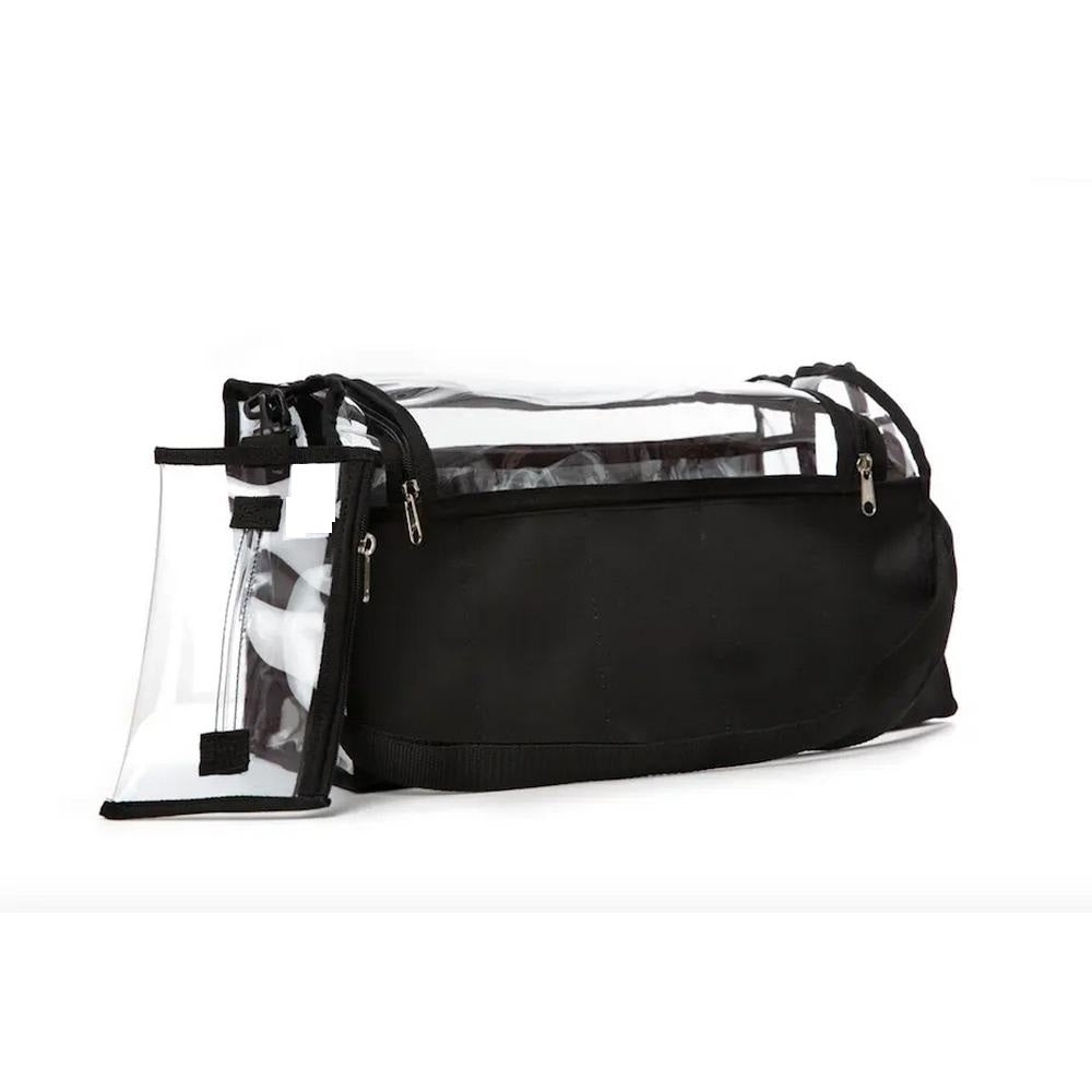 Professional large clear PVC makeup bag with handles and detachable tissue Pouch