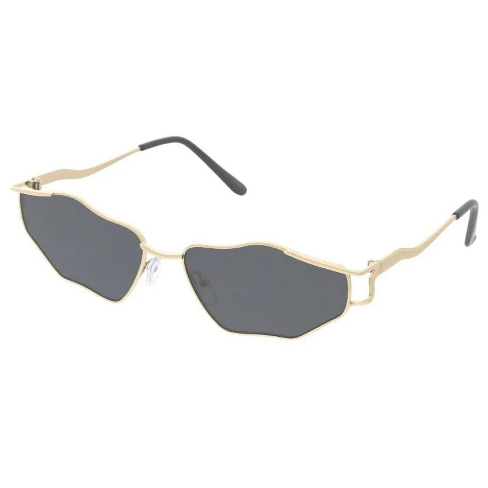 Unisex Metal Sunglasses Medium Oval Wavy Frame