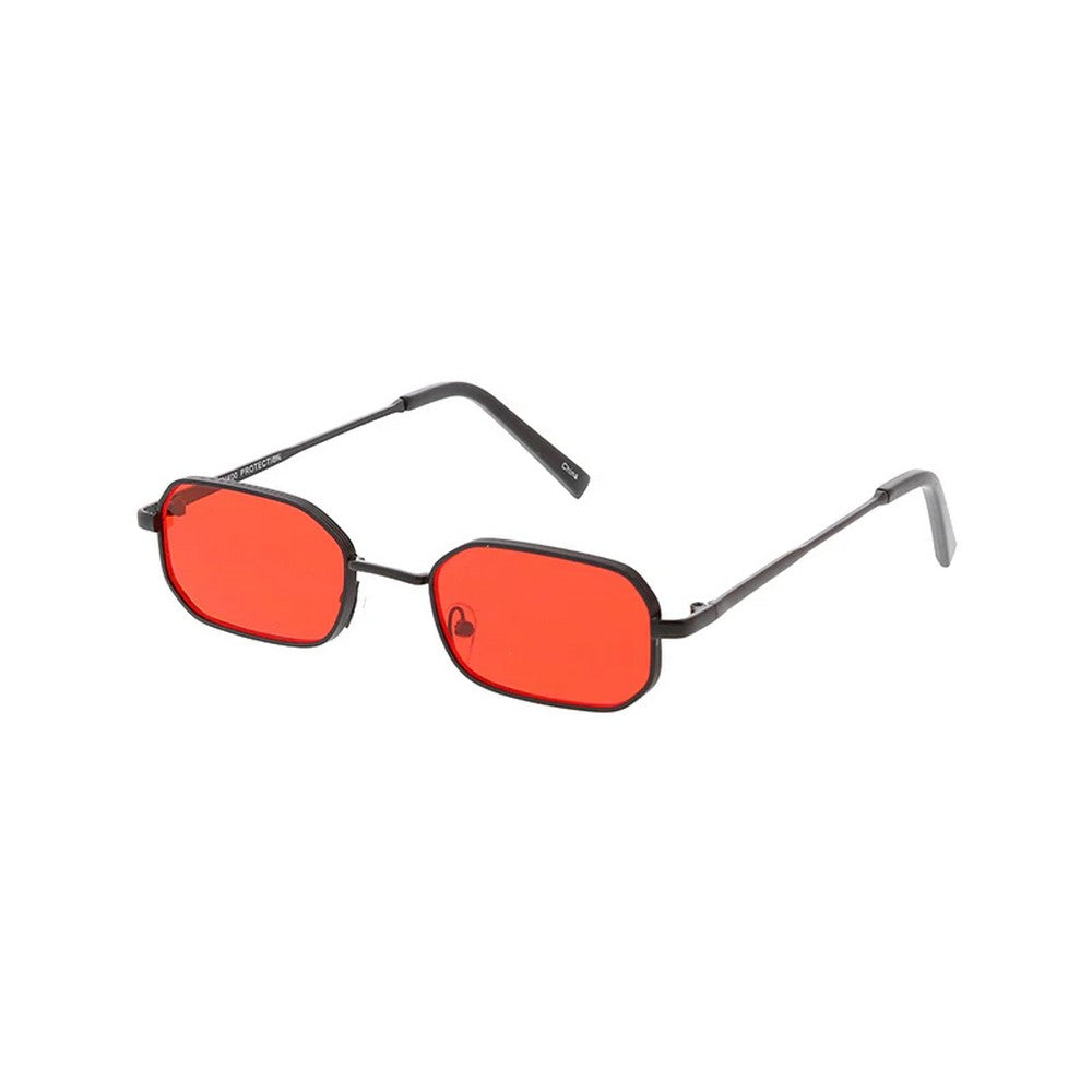 Metal Retro 90s Sunglasses Small Geometric Frame w/ Color Lens