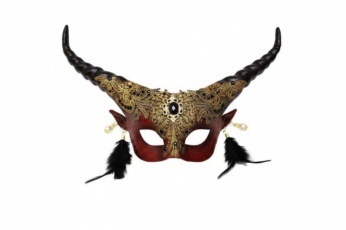 Venetian Devil Horned Mask with earrings