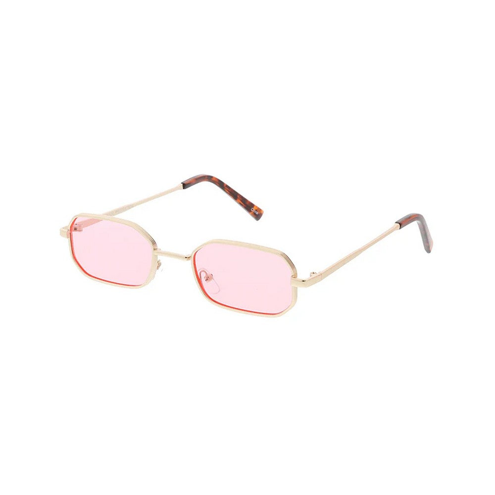 Metal Retro 90s Sunglasses Small Geometric Frame w/ Color Lens