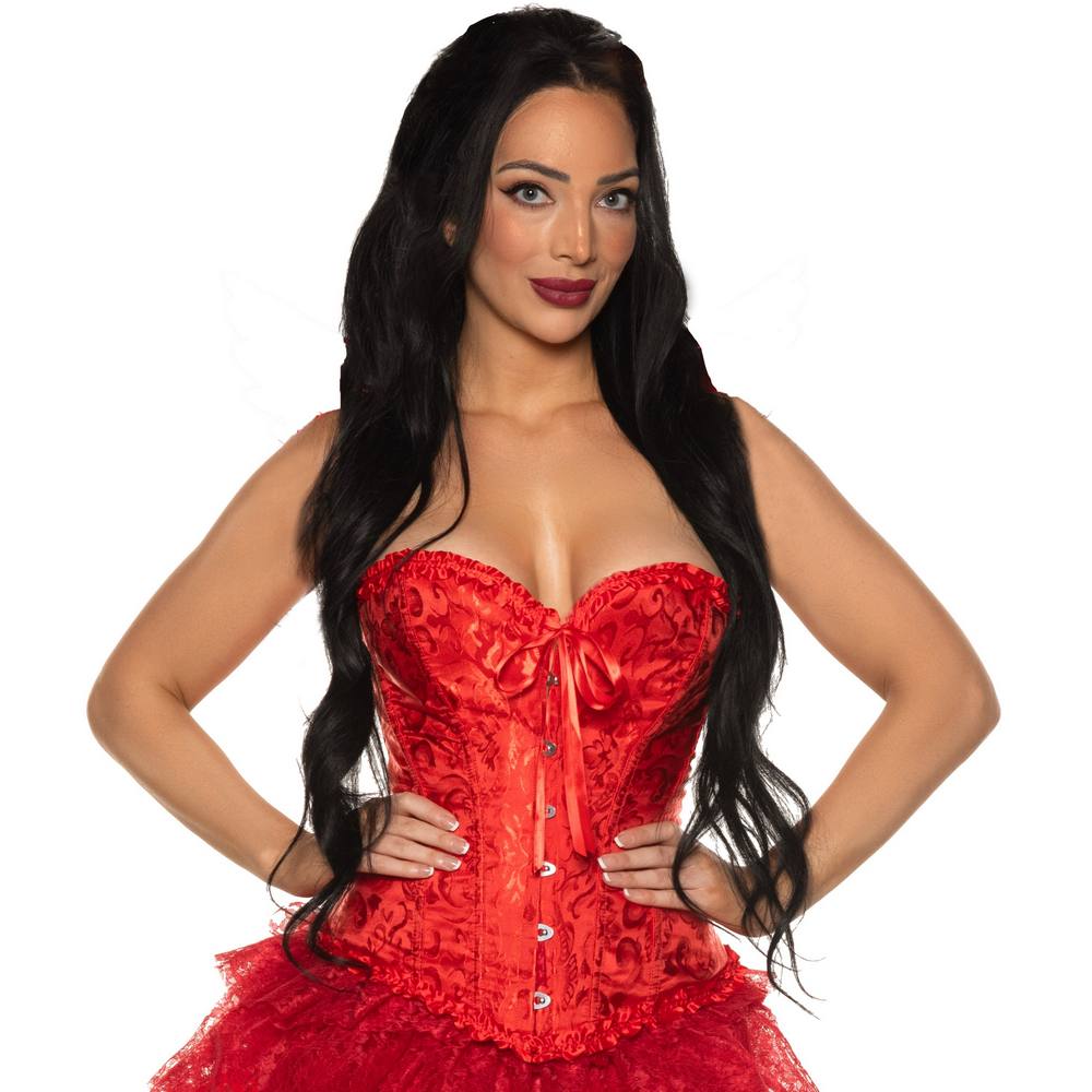 Satin Lace Brocade Corset with front hooks