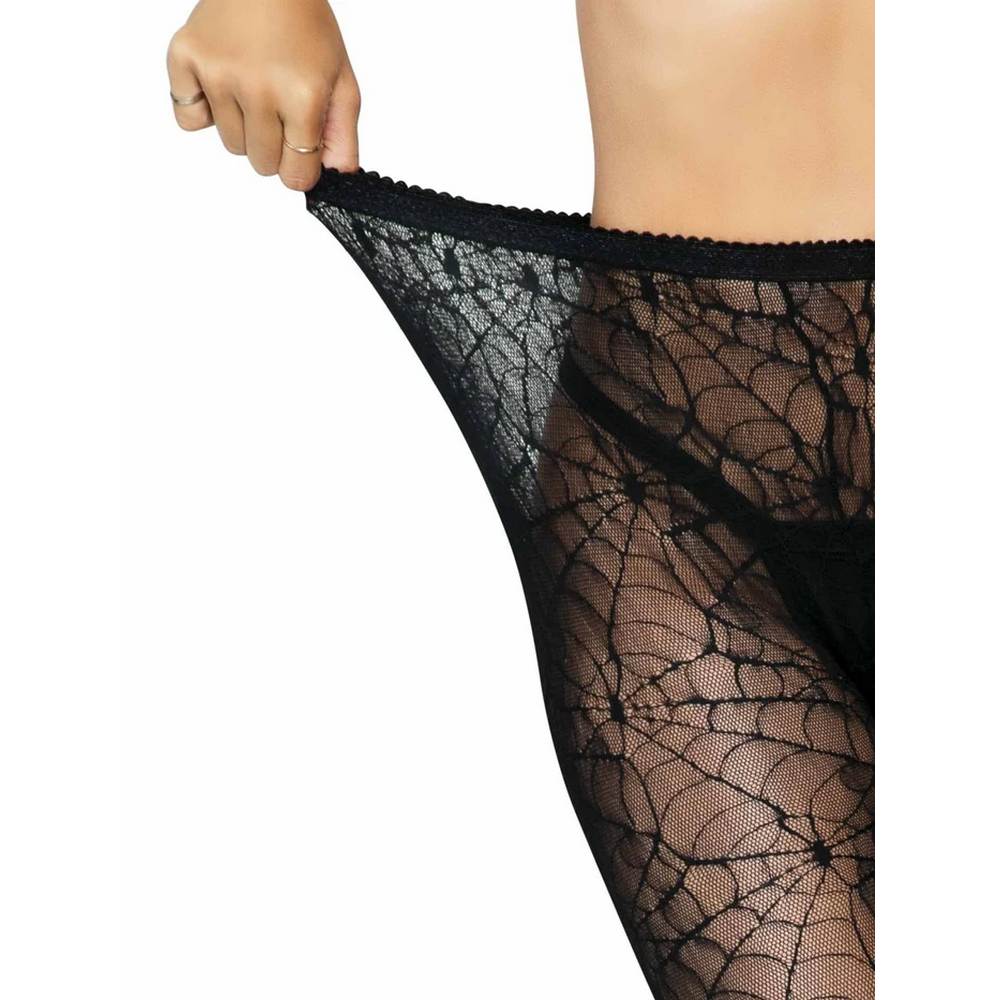 Collants motif araignée en dentelle - Noir