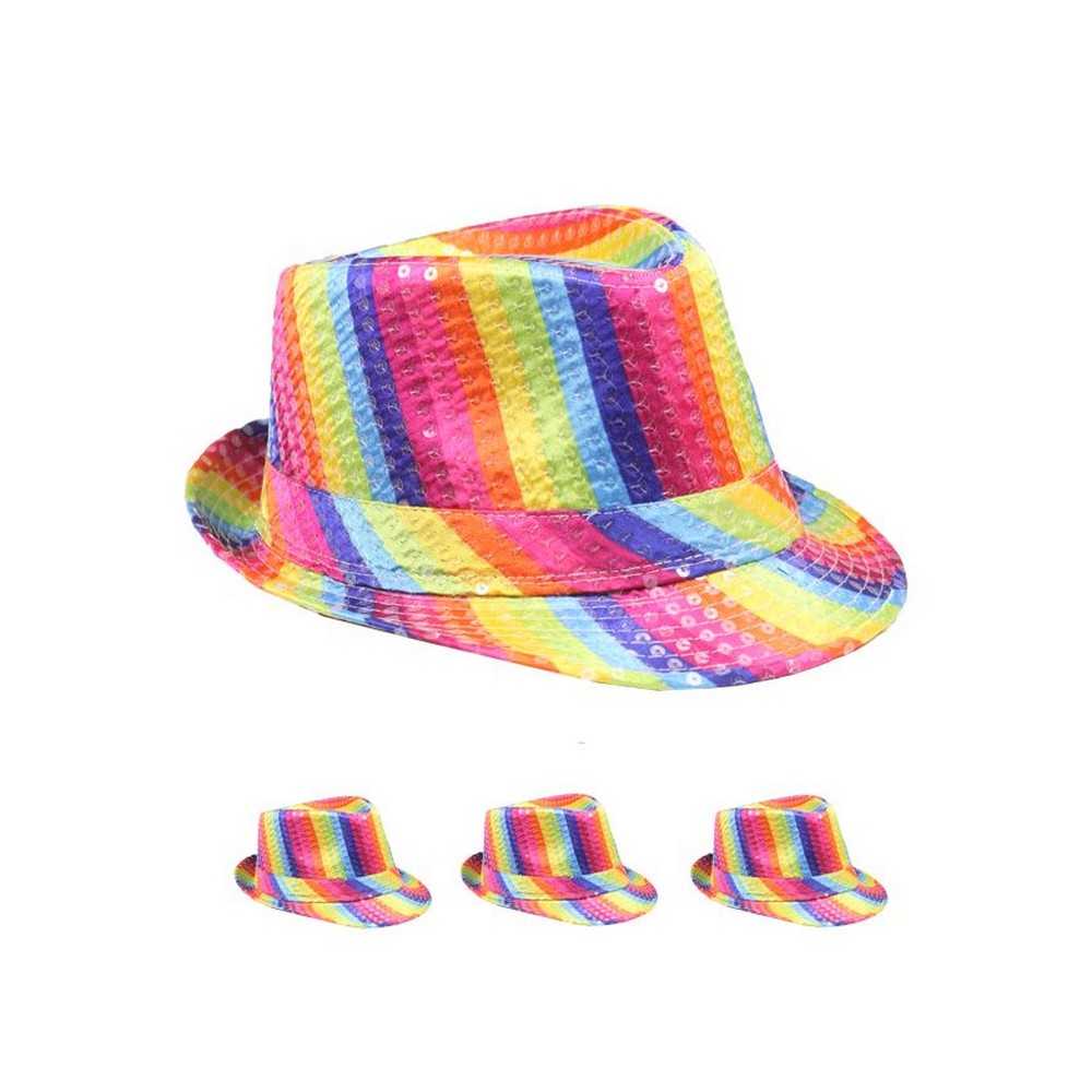 Rainbow Sequin Fedora Hat