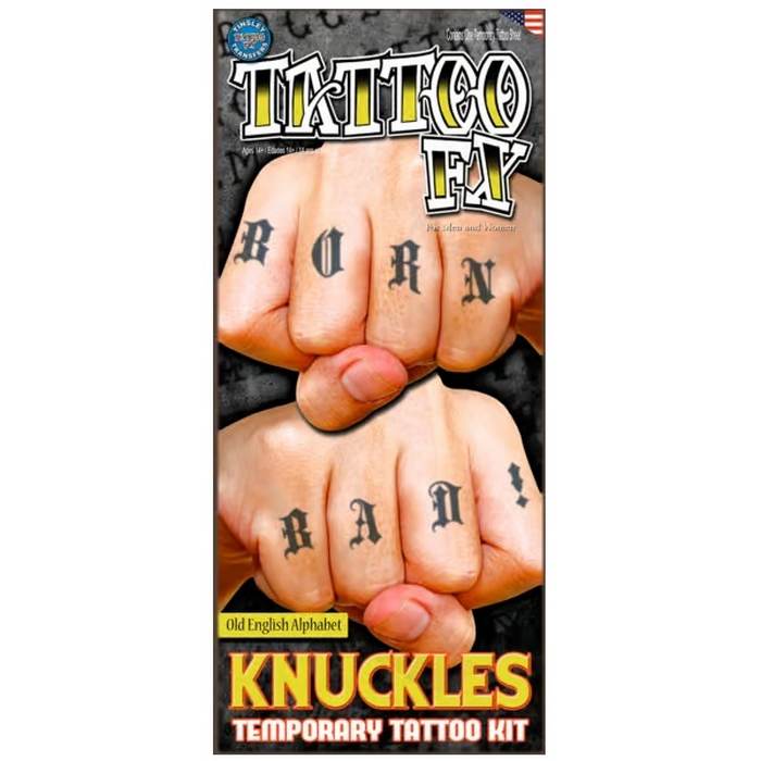Tinsley alphabet vieil anglais Tatouages temporaires - doigts de phalange