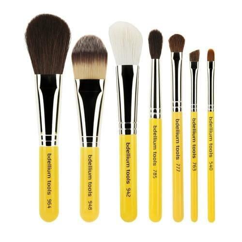 Bdellium Travel Set Basic 7 Pcs brush set with roll up pouch