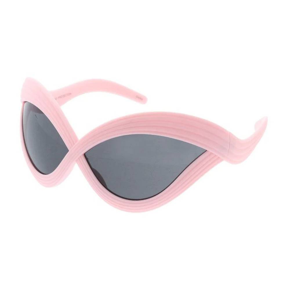 Unisex Plastic Large Wrap Around Futuristic Criss Cross Frame-Assorted