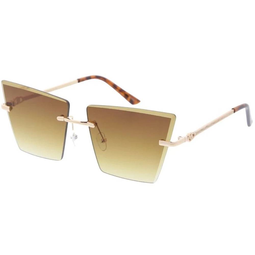 Metal Large Square Rimless Diamond Cut Lens- Assorted