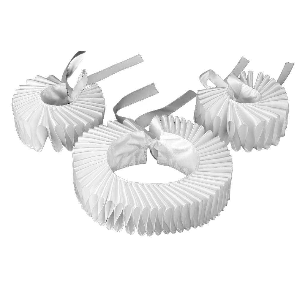 Victorian Elizabethan Ruff Collar & Cuff Set - white