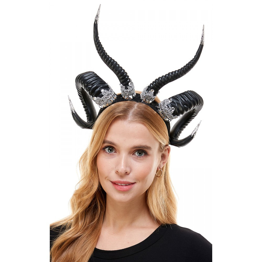 Double horns demon Headpiece HB341BK-1000x1000h