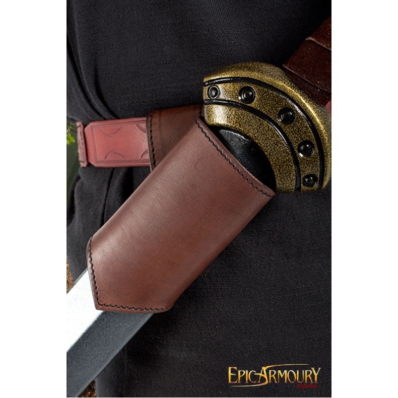 Left Hand Sword Frog, leather holder 101529-brown-left-hand-leather-holder