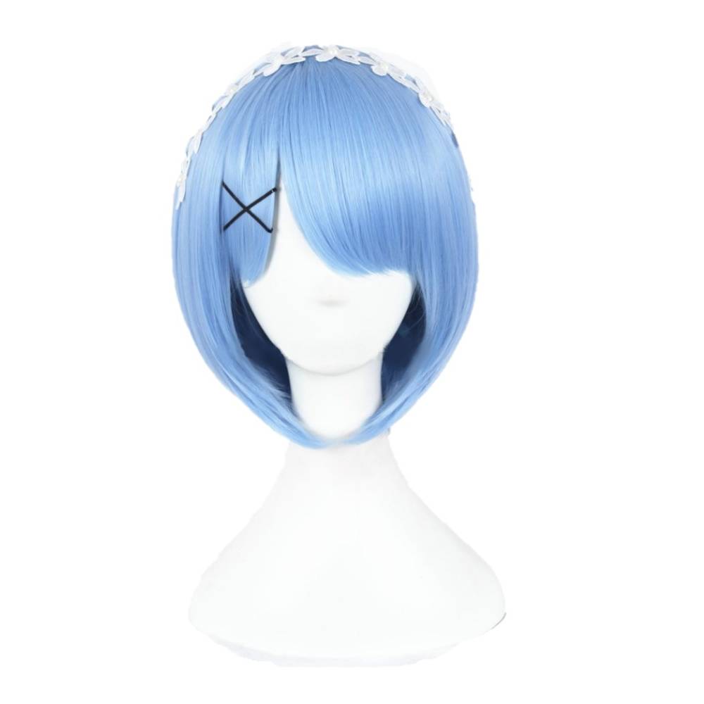 Short blue Zero cosplay wig