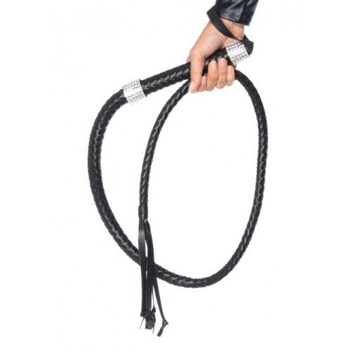 Vixen Whip with Rhinestone handle- Black