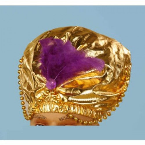TURBAN with beads - Gold