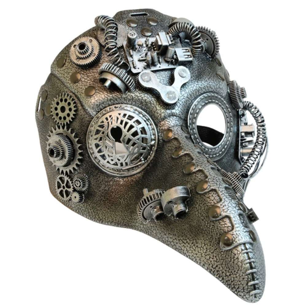 Steampunk bird mask with gears - Silver