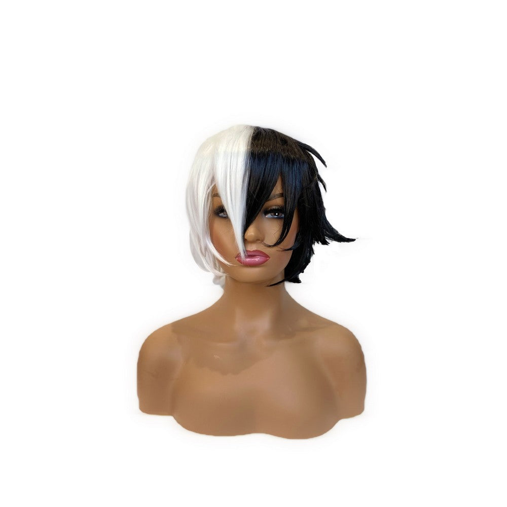 Short Dangan black and white cosplay wig