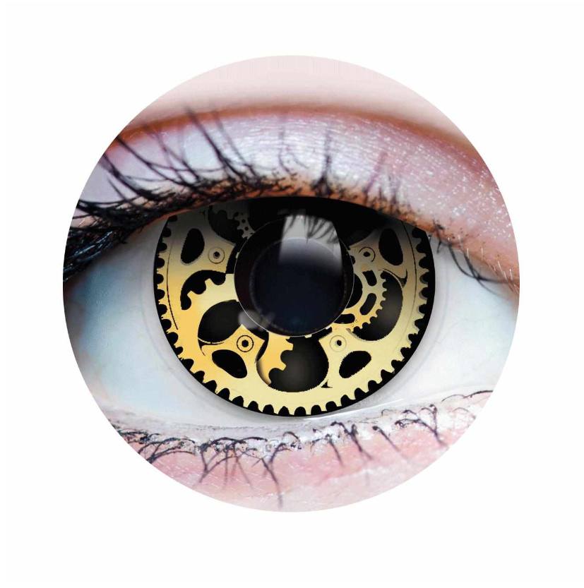Steampunk Contact Lenses- Gears Yellow & Brown