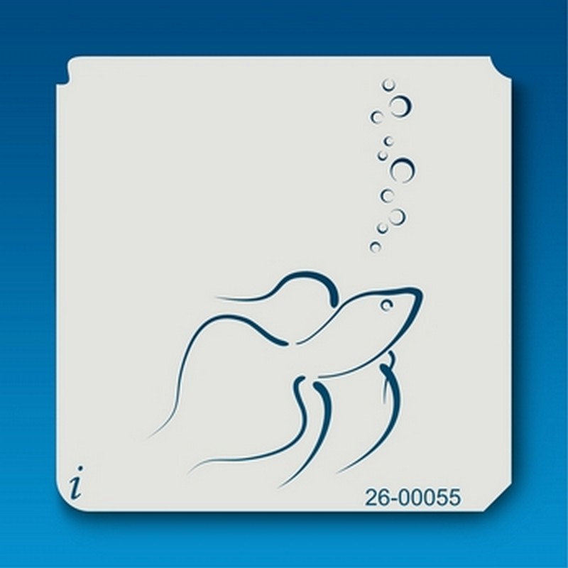 ISTENCILS Betta fish and bubbles stencil