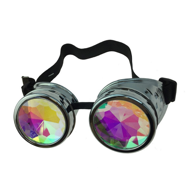 Steampunk silver goggles kaleidoscope lenses