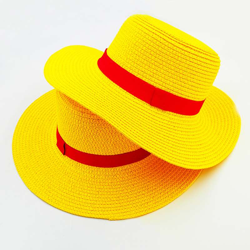 Straw Pirate Loof Yellow Hat with red band