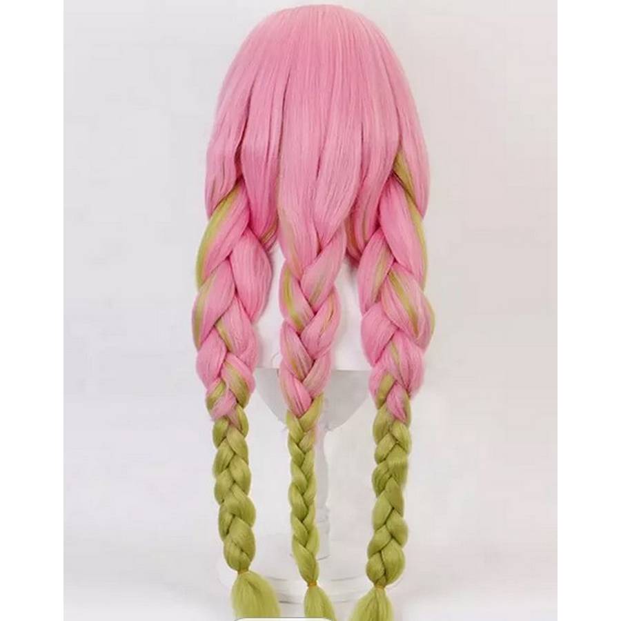 Long Pink Green cosplay Wig