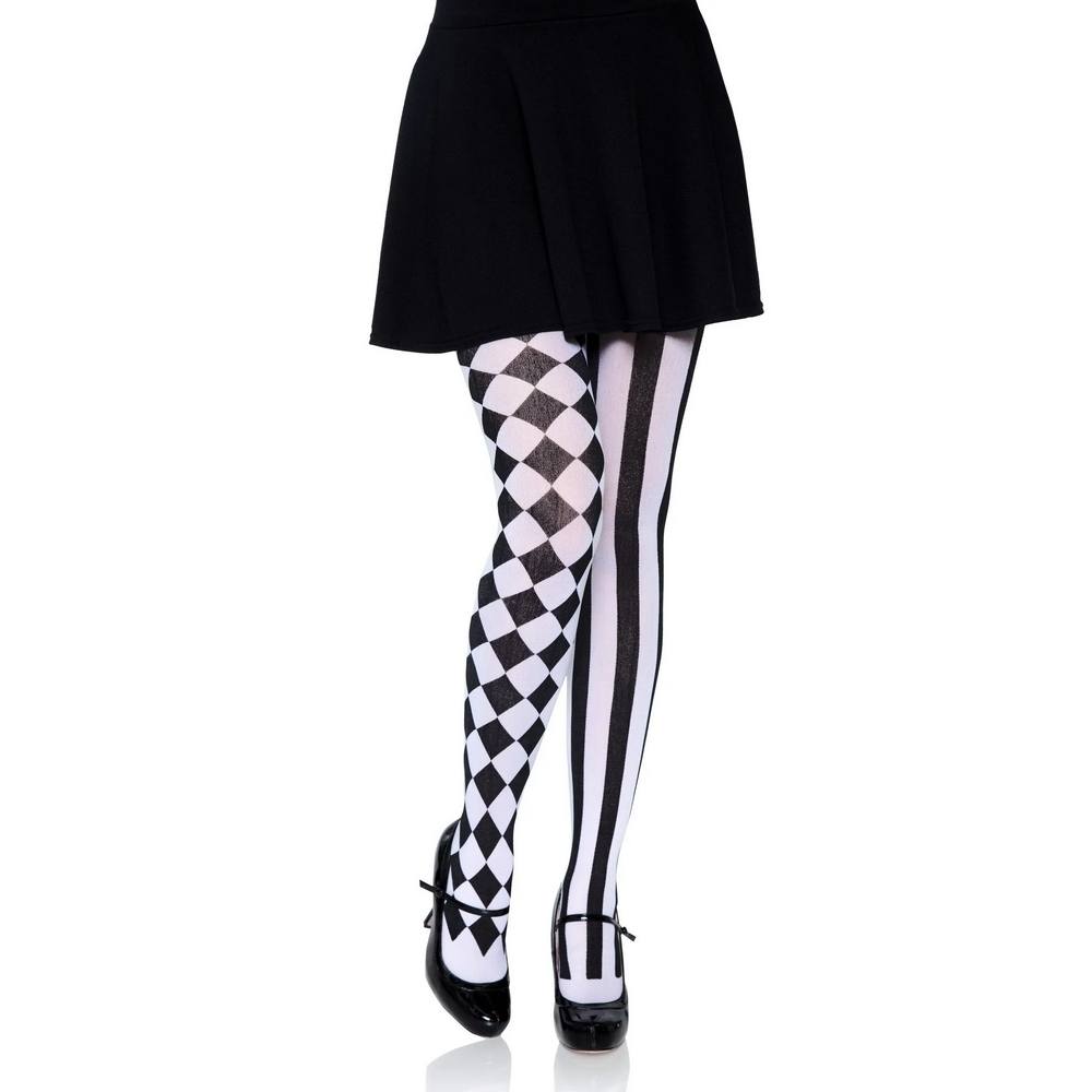 Aura Harlequin Tights - Black/White- One Size