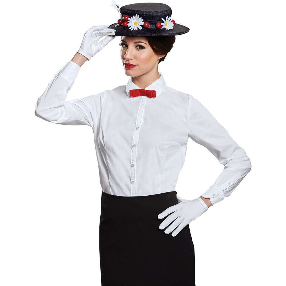 Mary Poppins Hat, bow tie & gloves