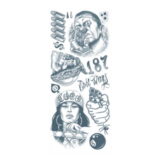Prison Thug 18 And Life Temporary Tattoos