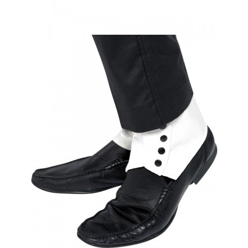SPATS White PVC with Black Button