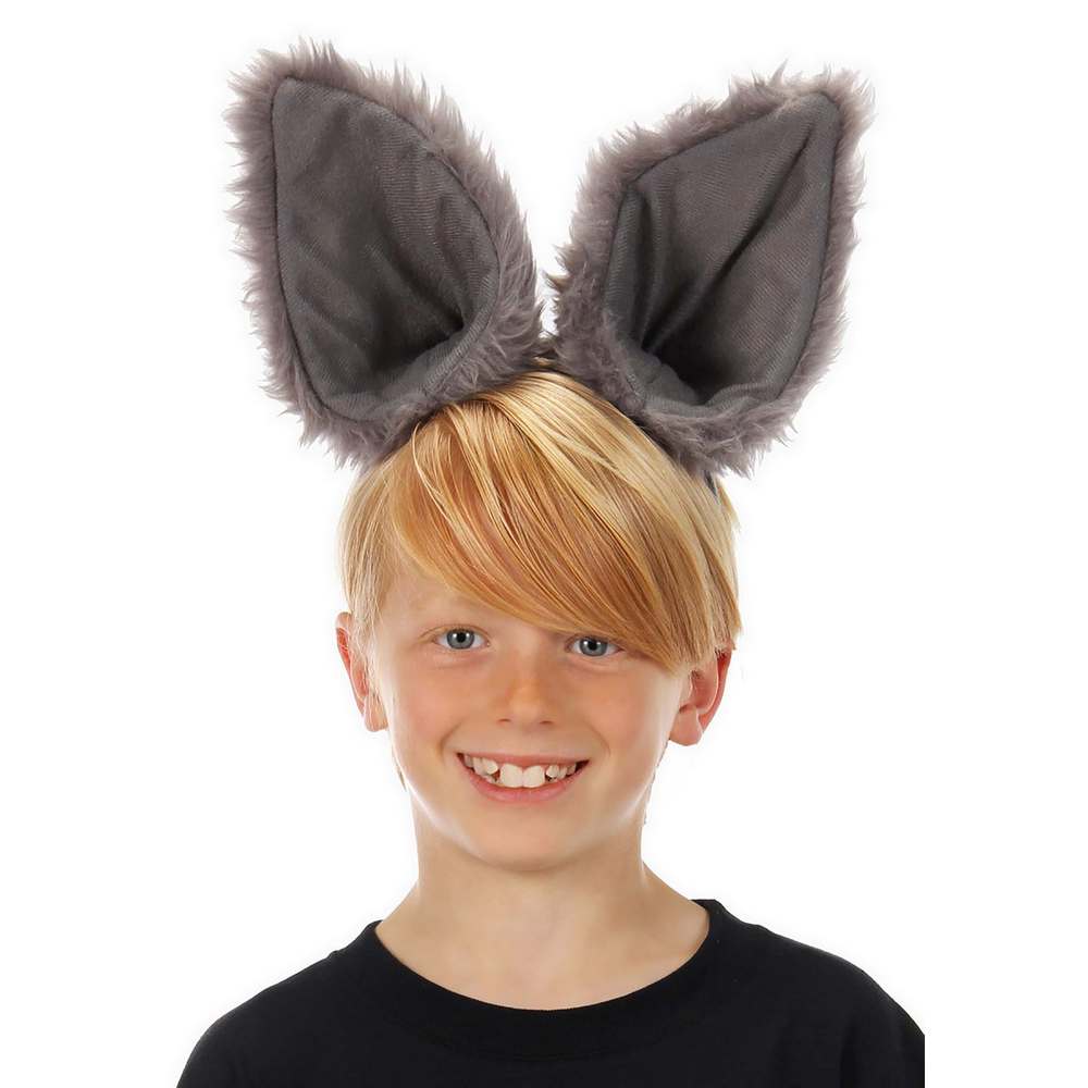 Deluxe Oversized Wolf Ears Headband- Grey