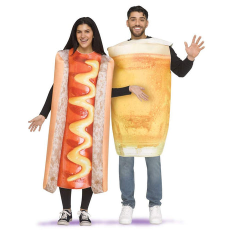 Hot Dog & Beer Adult Couple Costume