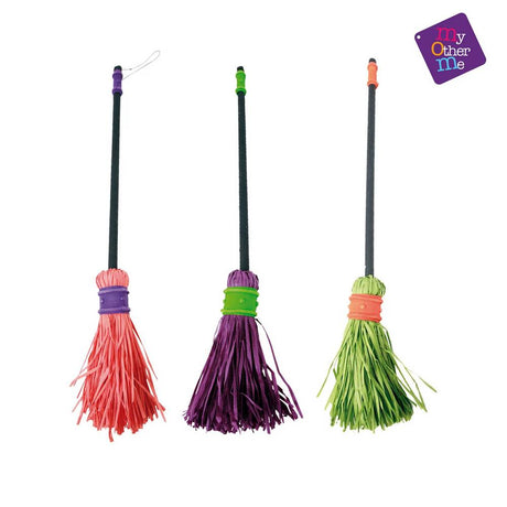 Coloured Witch’s Broom - Assorted, Halloween, Witch
