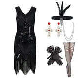 20's flapper women costume set #02 with 6 pieces