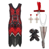 20's flapper women costume set #02 with 6 pieces