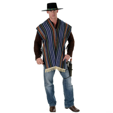 Men's Multicolor Mexican Bandito Serape, Western, Cowboy