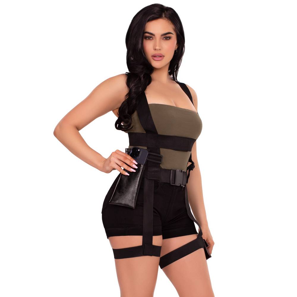 Utility Body Harness with Leg Garter & Multi-Pocket Detail