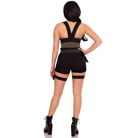 Utility Body Harness with Leg Garter & Multi-Pocket Detail